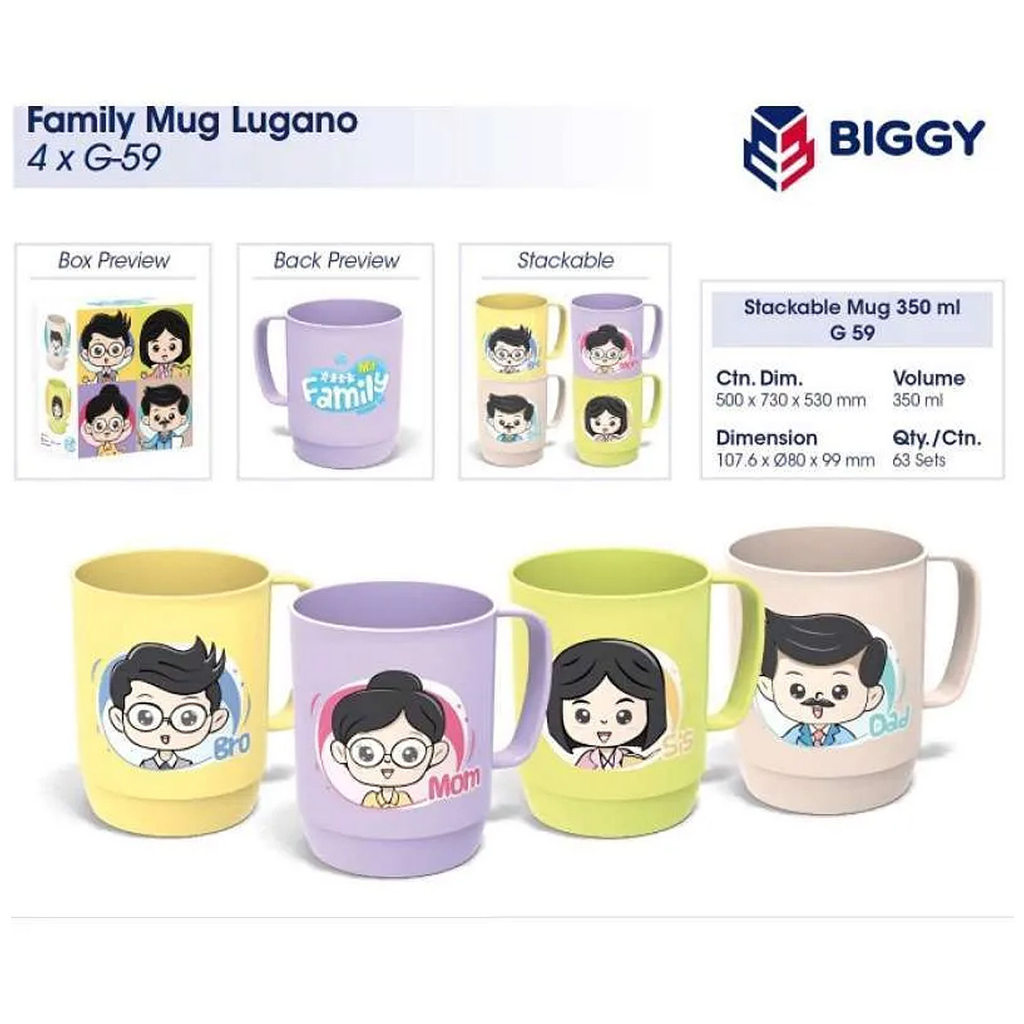 Gelas Mug Set Karakter Family Isi 4 Mug