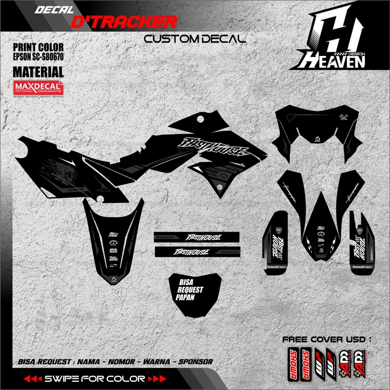 DECAL KLX DTRACKER  FASTHOUSE FULL BODY SUPERGLOSY - DECAL KAWASAKI DTRACKER MINIMALIS SUPERMOTO