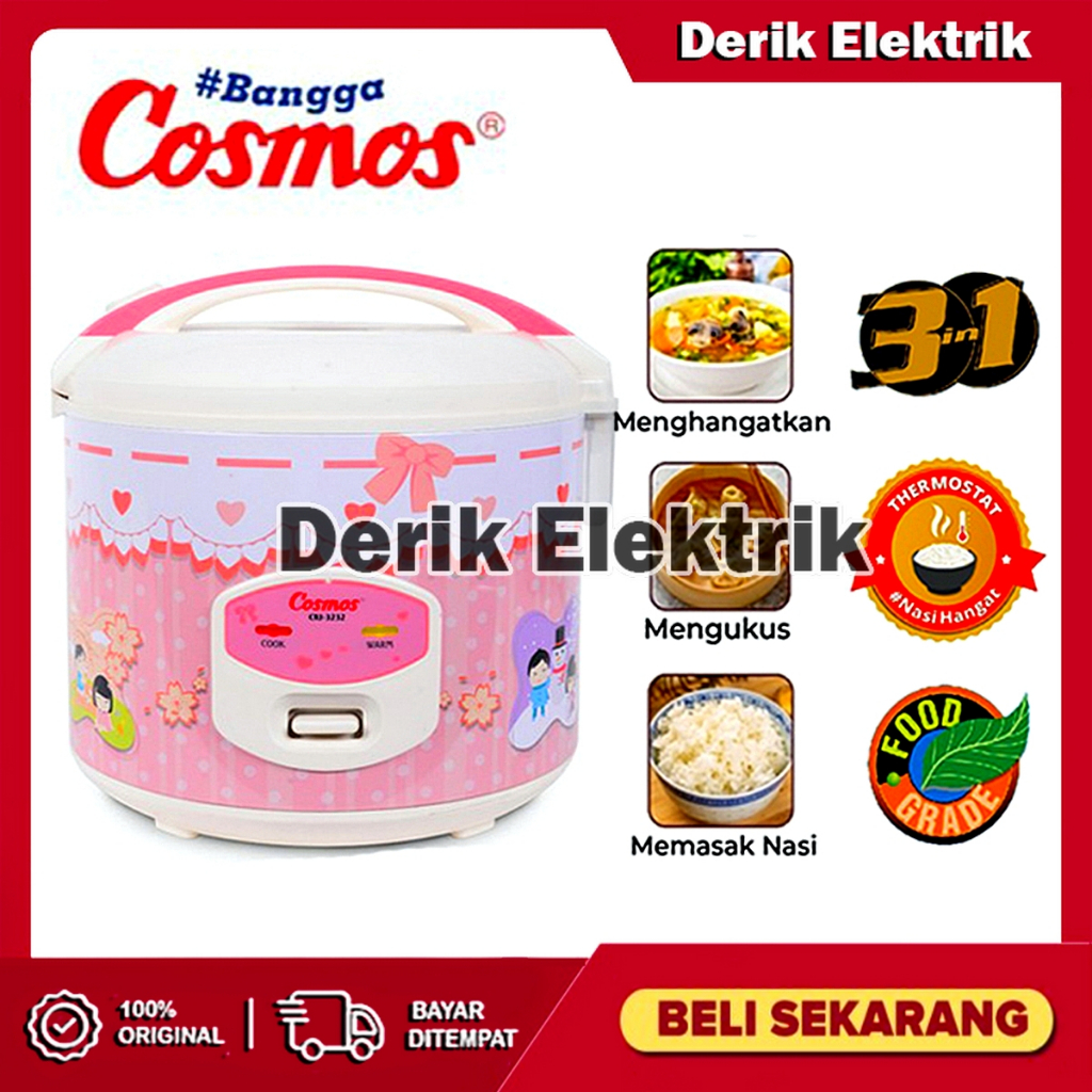 MAGIC COM  RICE COOKER COSMOS CRJ 3232 / 323S 3IN1 PENANAK NASI / MEJIKOM / MAGICCOM / MAGICOM / MEGICOM / MEJIKOM 2 LITER / MAGICCOM MURAH / RICE COOKER 2 LITER MURAH PROMO