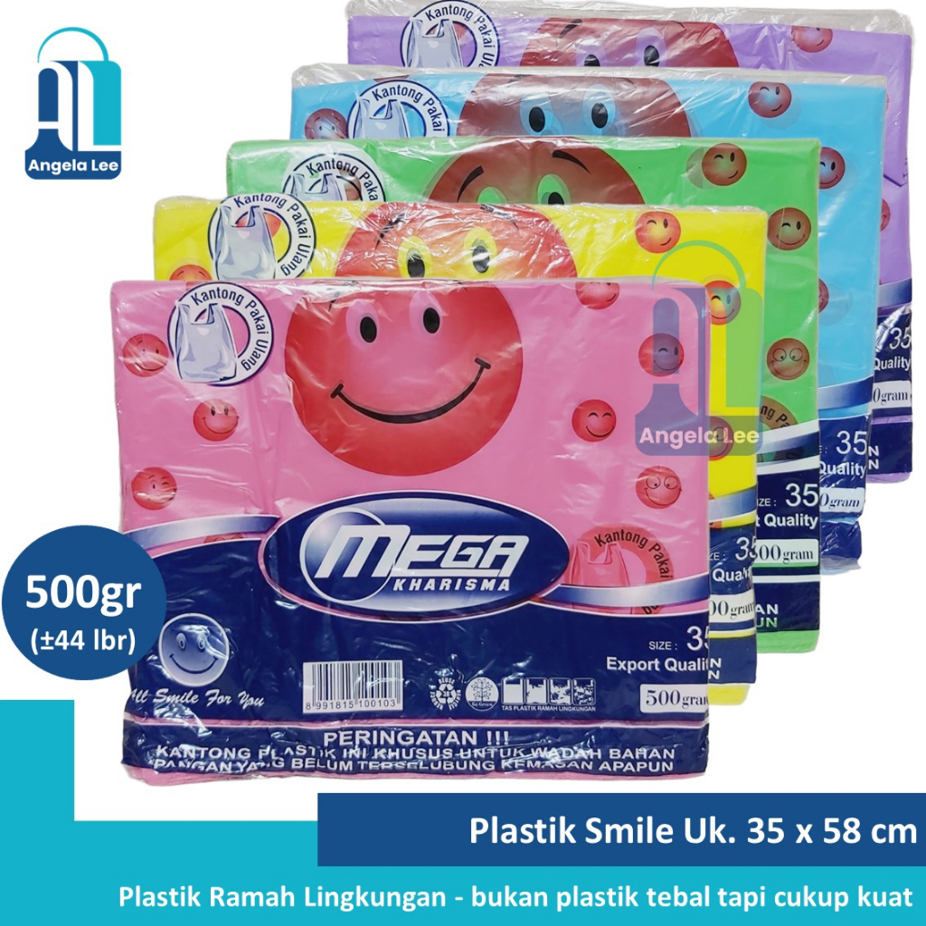 Tas Kantong Plastik Kresek Ramah Lingkungan SMILE Warna Warni Go Greenn