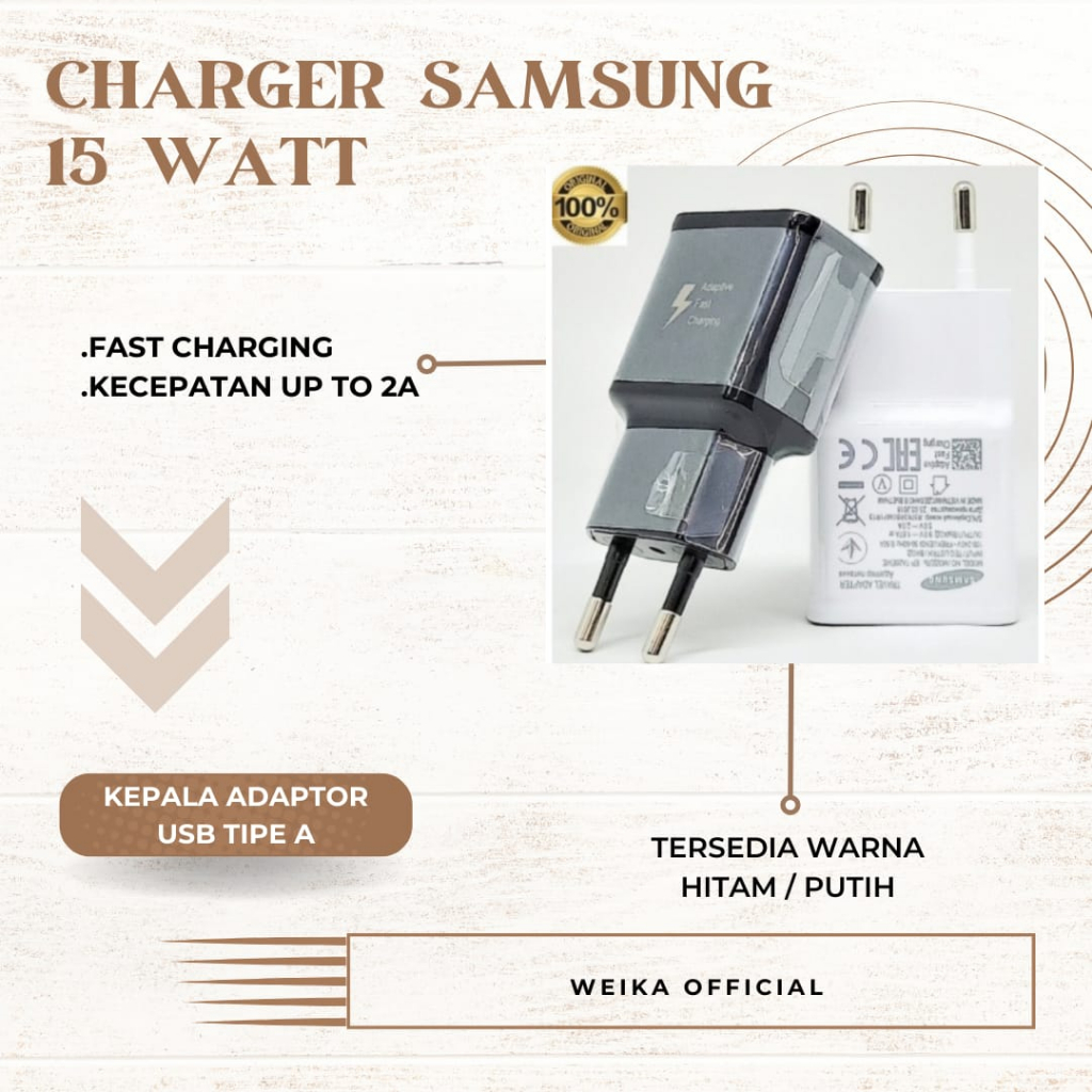Charger SAMSUNG 15 Watt Fast Charging USB Tipe C / Micro Original