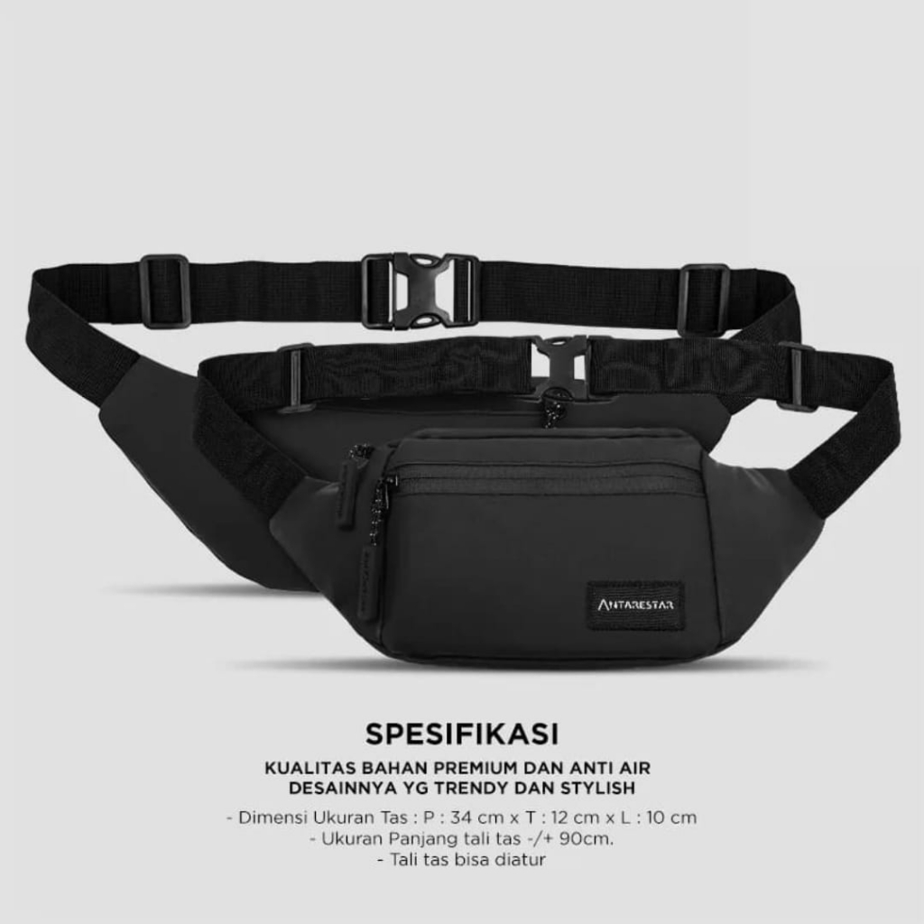 Tas Selempang Slempang Waistbag Pinggang Pria Cowok Distro Anti Air Waterproof Kecil R11