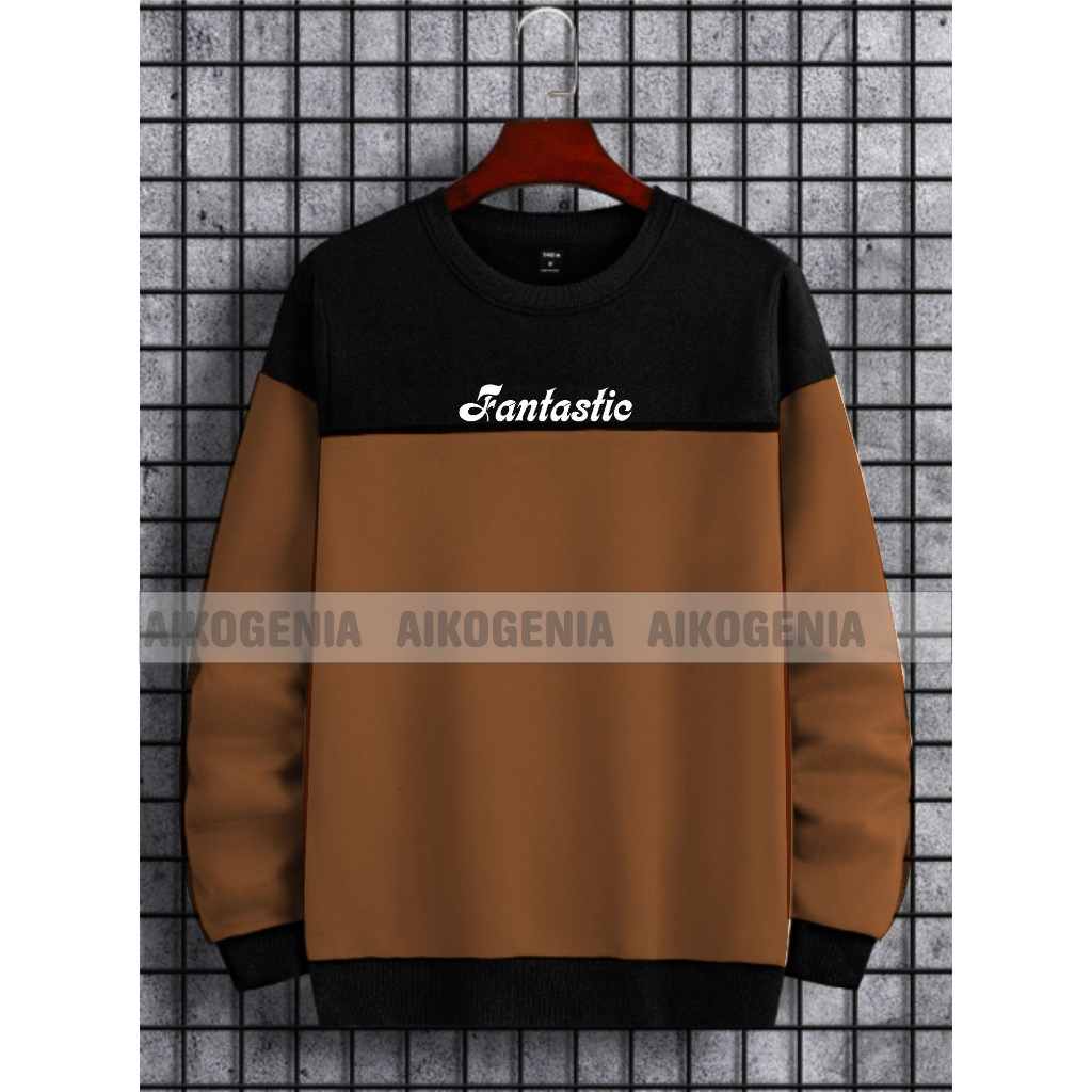 Sweater crewneck pria motif kombinasi FANTASTY terbaru / crewneck pria wanita terbaru kekinian