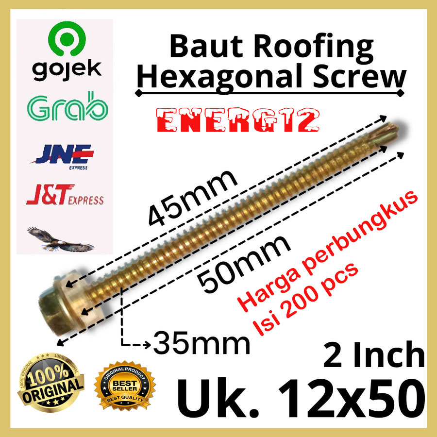 BAUT ROOFING perbungkus isi 200 pcs | SEKRUP BAJA RINGAN | BAUT RUMPING