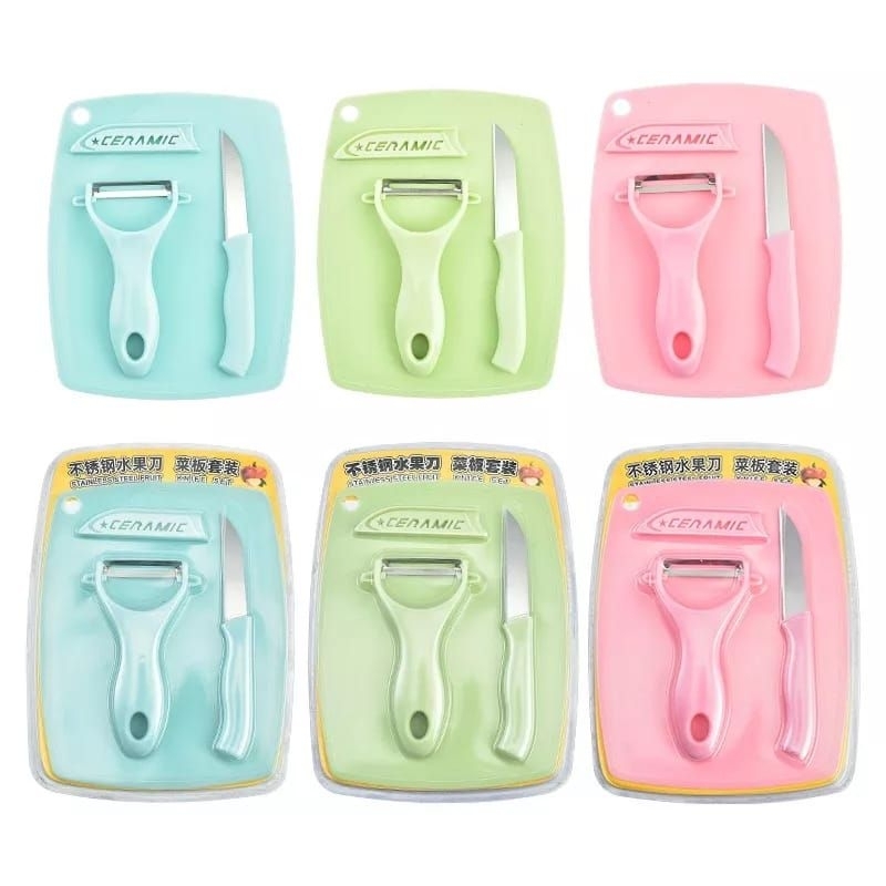 PISAU SET TALENAN STAINLESS 3IN1 PISAU PEELER KUPAS BUAH SAYUR ALAT KUPAS BUAH