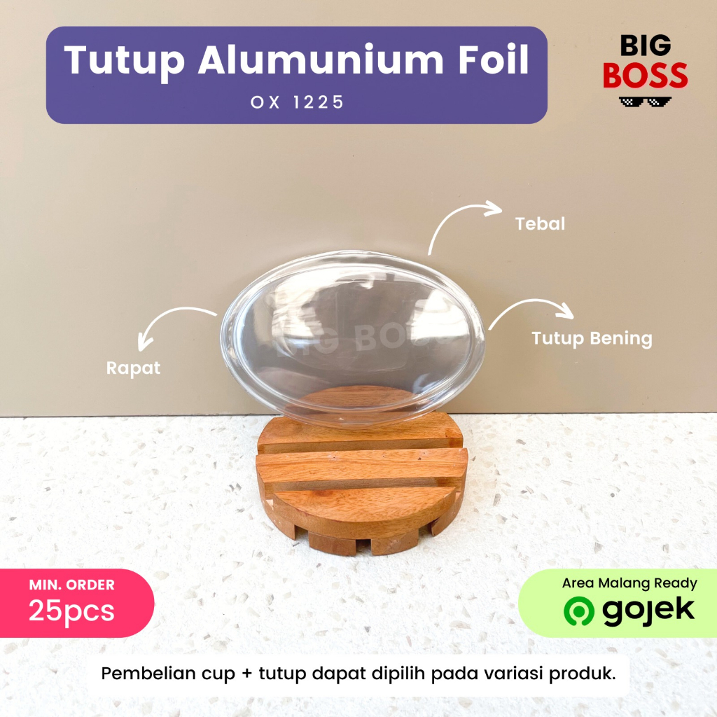 Aluminium Foil Tray Ox-1225 + Tutup Mika Cup Oval Macaroni Schotel / Pastel Tutup / Lasagna / Klapertart 120ml