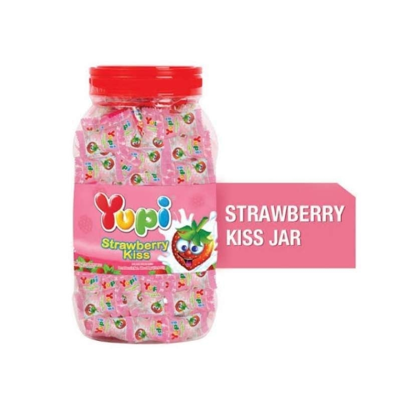 

Permen Gummy Yupi Kiss Strawberry jar 300gr/toples permen enak dan murah