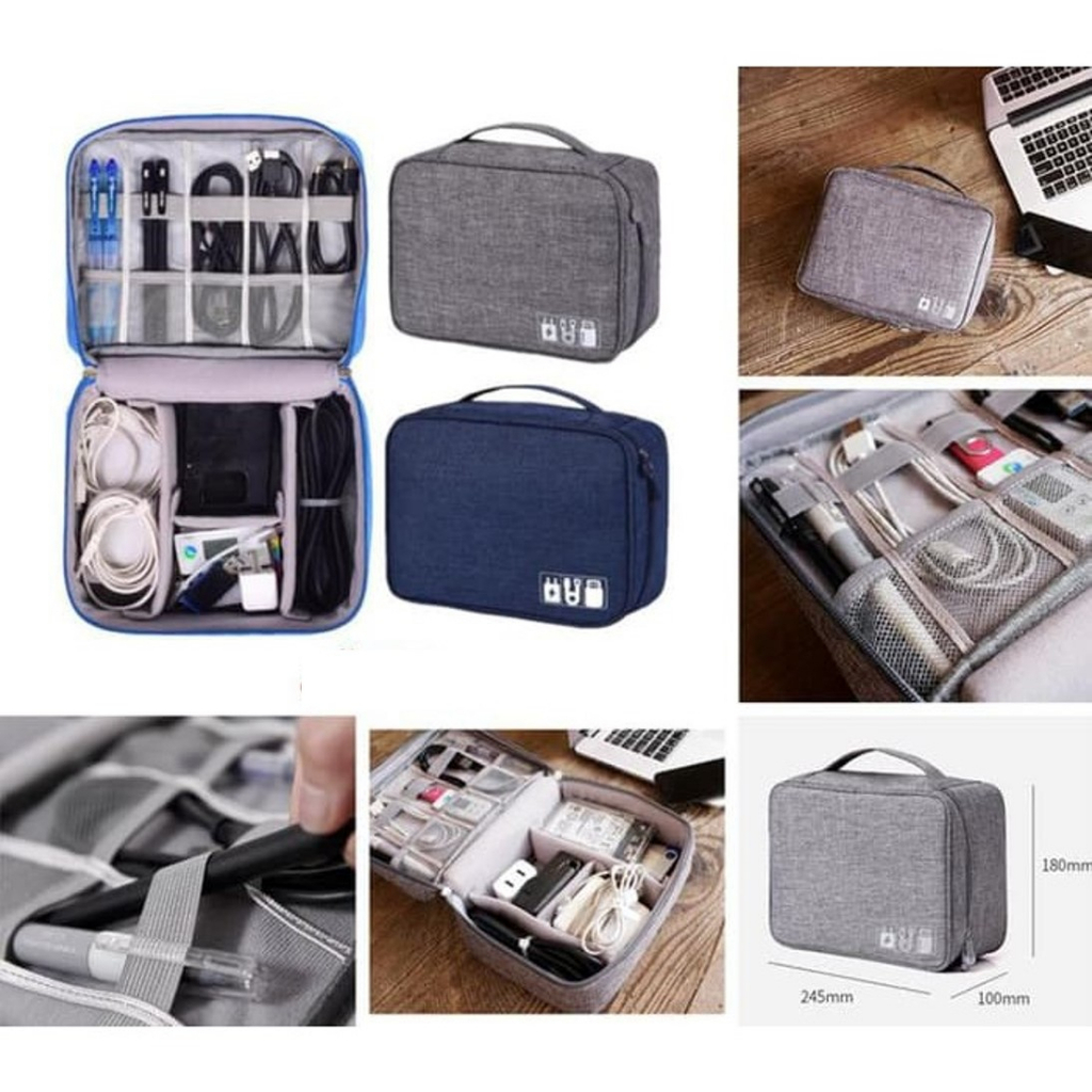 Tas Gadget Organizer Pouch Korean Travel Gadget Bag Charger Kabel USB