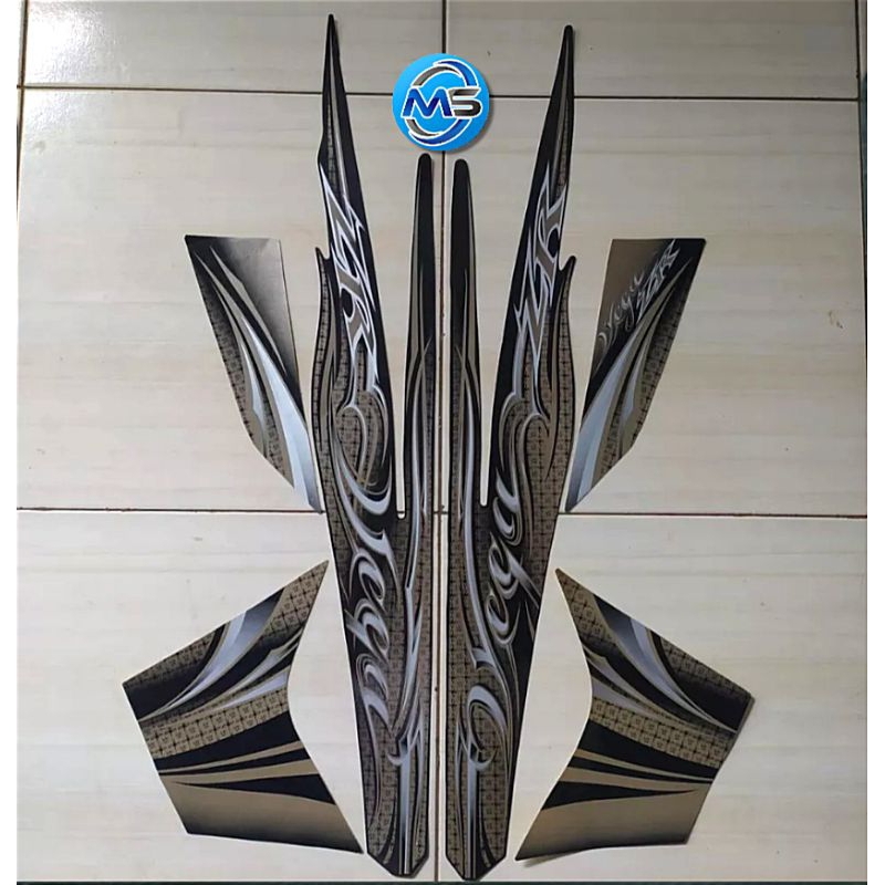 Stiker Striping Motor Vega Zr 2011 Hitam Gold Sticker Lis Body Standar