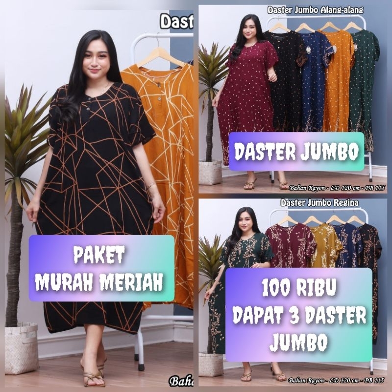 Daster jumbo super paket murah 100ribu dapat 3pcs daster jumbo paket murah