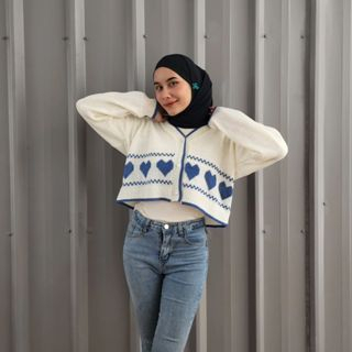 LOVA CROP OUTHER/ CARDIGAN RAJUT LOVE KANCING