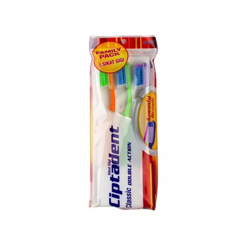 CIPTADENT SIKAT GIGI CLASSIC DOUBLE ACTION ISI 3 / CIPTADENT TOOTHBRUSH REGULER