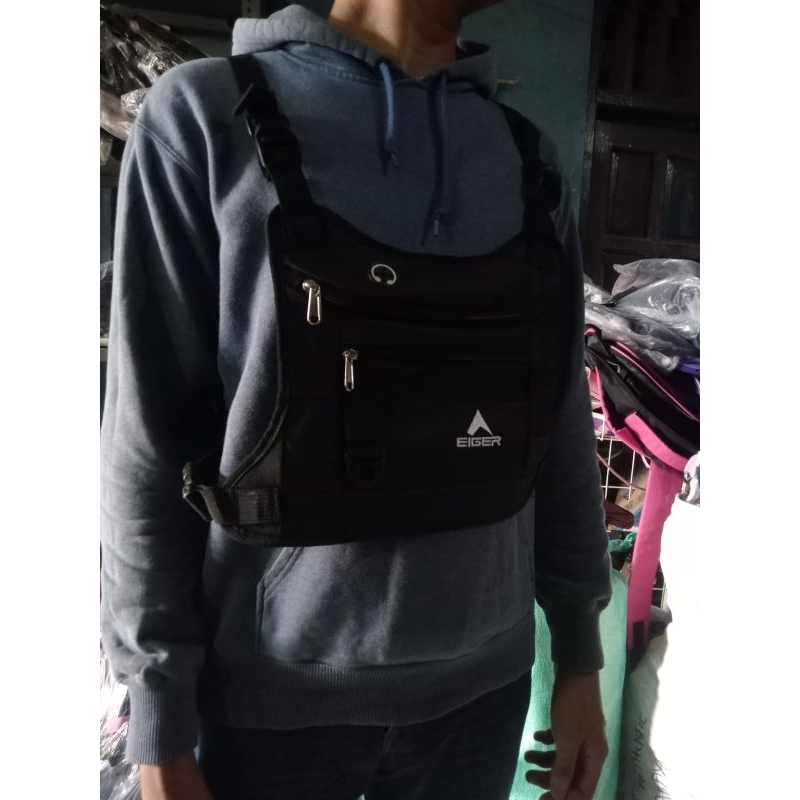 Tas Dada Pria Kanvas Hitam Ei93R Tas Pria Kanvas