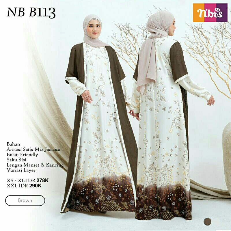 GAMIS ARMANI SILK NB B113 ORIGINAL NIBRAS FASHION DRESS BAJU BUSANA MUSLIM WANITA DEWASA BUSUI BAHAN