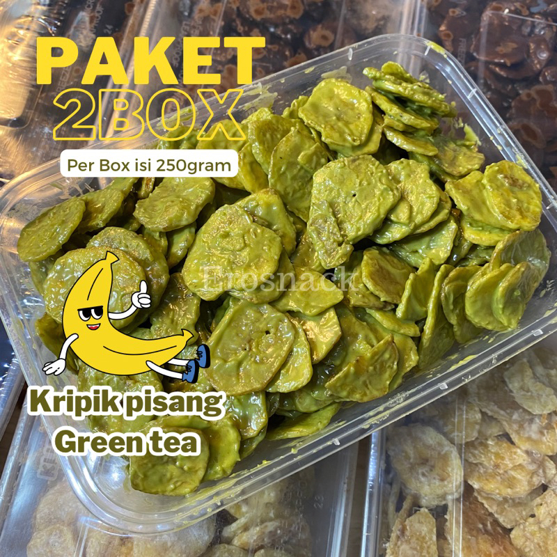 

Paket 2Box Kripik pisang Rasa GREEN TEA Erosnack