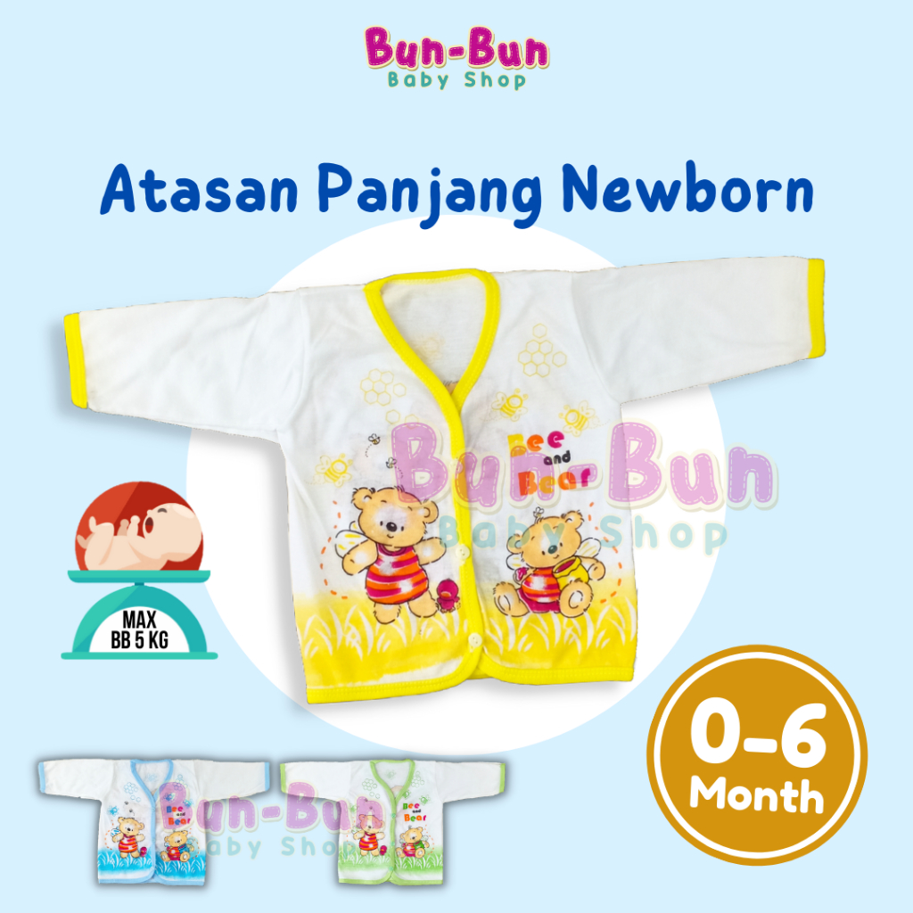 Baju Bayi Panjang Baby New Born Baru Lahir Laki Perempuan Perlengkapan Murah Atasan Cowok Cewek Mura