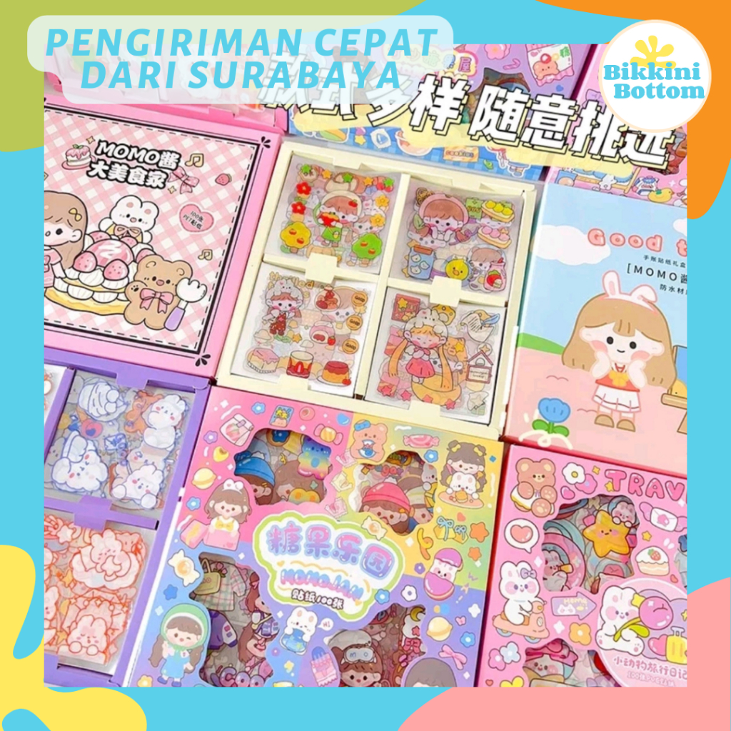 100 Lembar Sticker Momo Estetik Waterproof Sticker DIY Sticker Lucu Korea