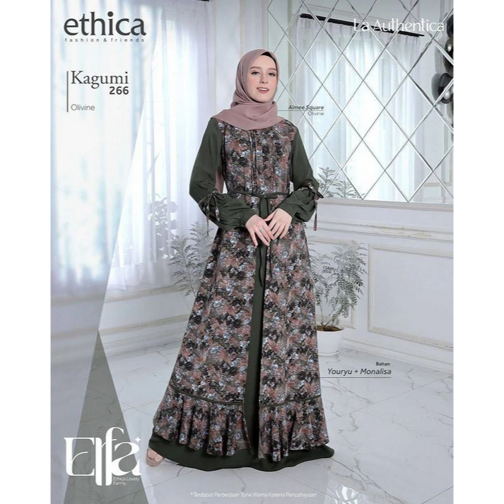 COUPLE 158 OLIVINE ELFA SERIES - KAGUMI 266 OLIVE - GAMIS IBU - BAHAN YOURYOU+MONALISA