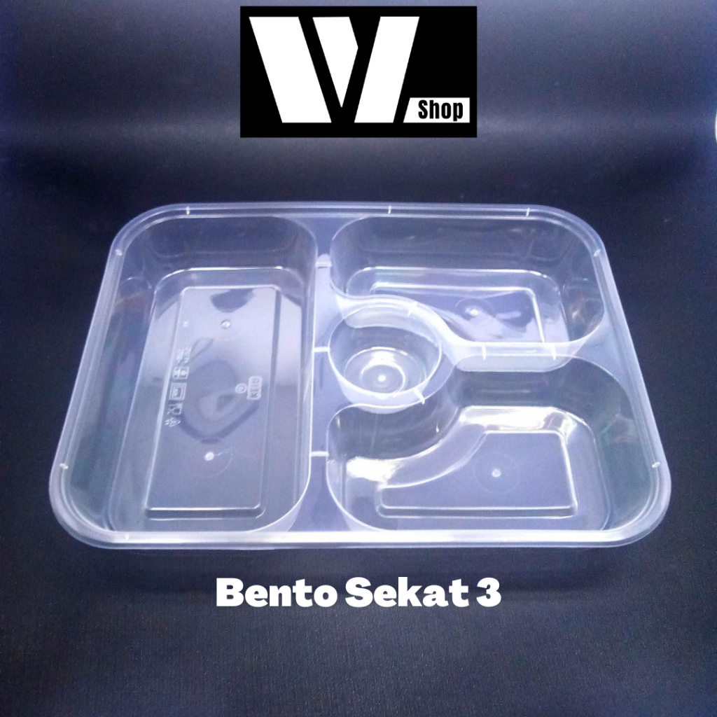 Kotak Makan Plastik 3 Sekat Thinwall Klir Tempat Makanan Bento Kotak Makan Thin wall Tempat Penyimpanan WL Shop Thin wall