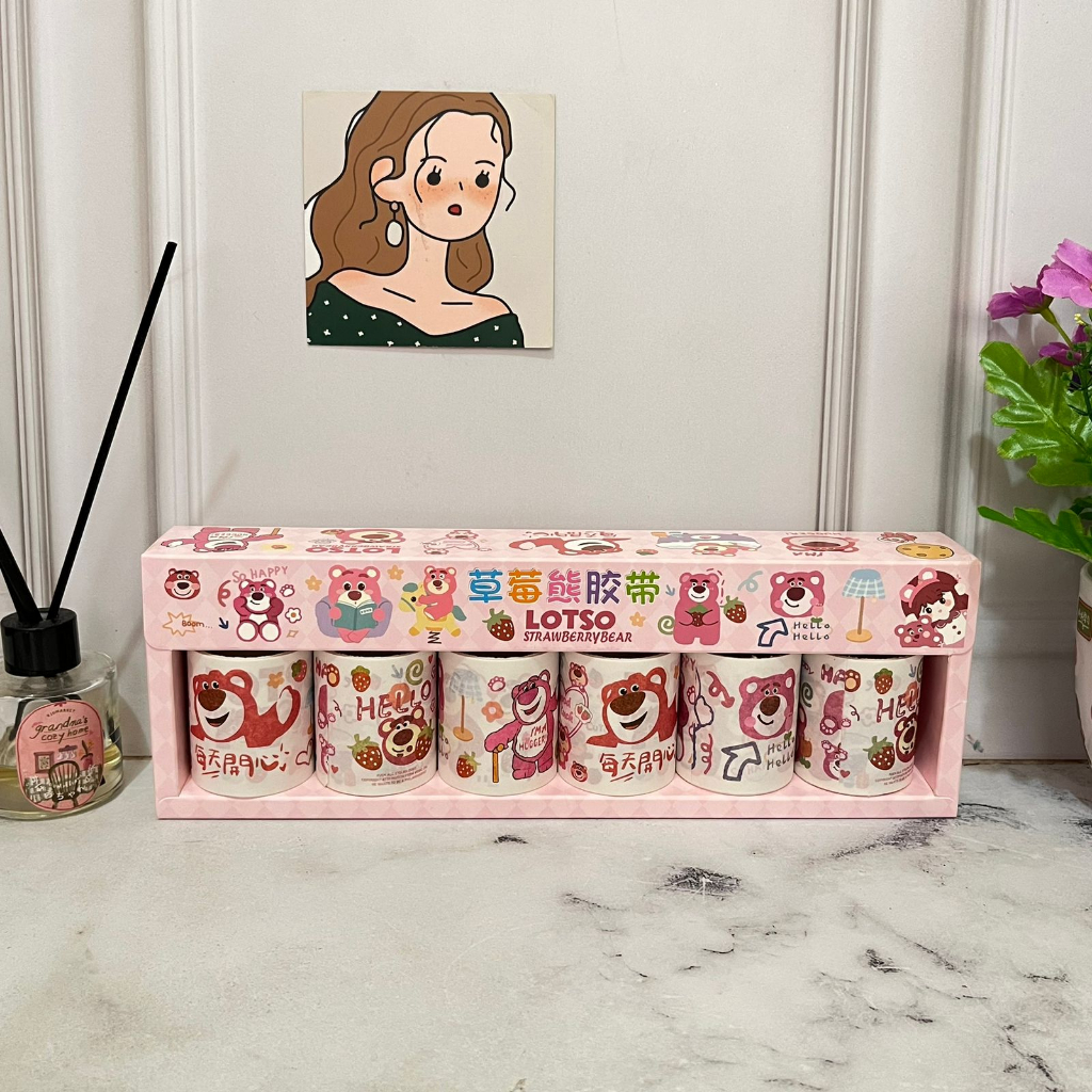 

Washi tape Lotso 1 set isi 6 Roll Pink Colour super lucu Best Quality / Selotip Bergambar Beruang Pink Kualitas Terbaik isi 6 gulung ATK Fancy kekinian bisa COD