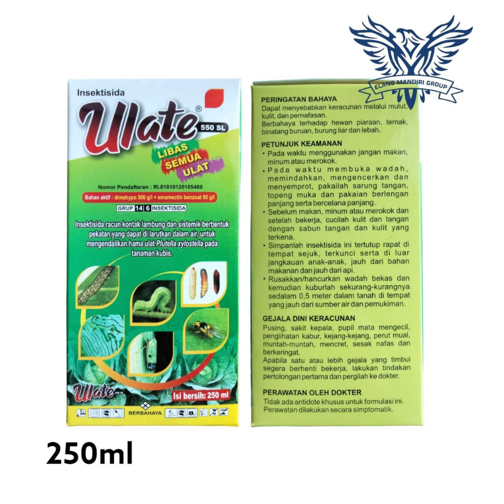 ULATE 550 SL 250ml Insektisida Cocok Untuk Wereng Ulat Dimehypo 500 g/l + Emmamectin Benzoat 50 g/l Promida Dimocel Emacel