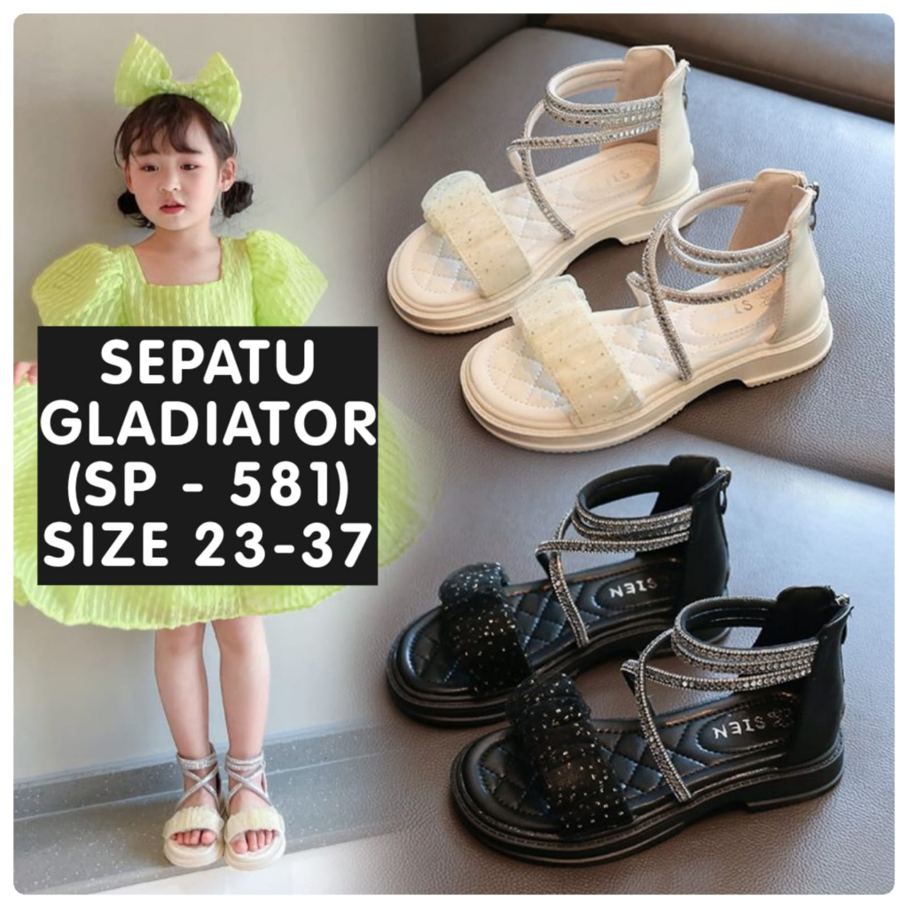 (LOLI-JKT) SP-581 SEPATU ANAK CEWEK GLADIATOR TALI MANIK SIZE 23-37