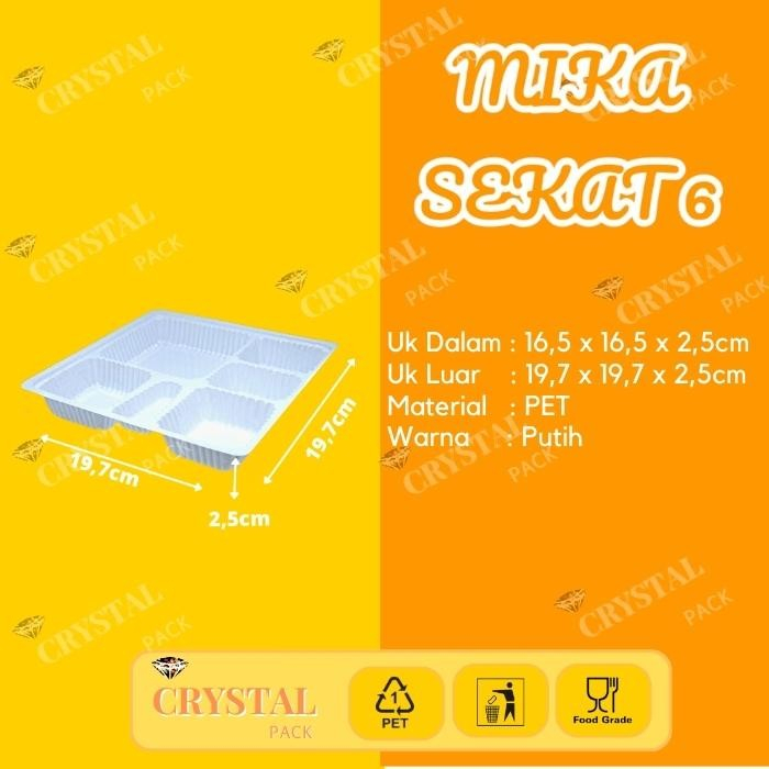 Mika Bento Sekat 6 PUTIH Pack Isi 50pcs Bento Box/ Tray Bento/ Lunch Box