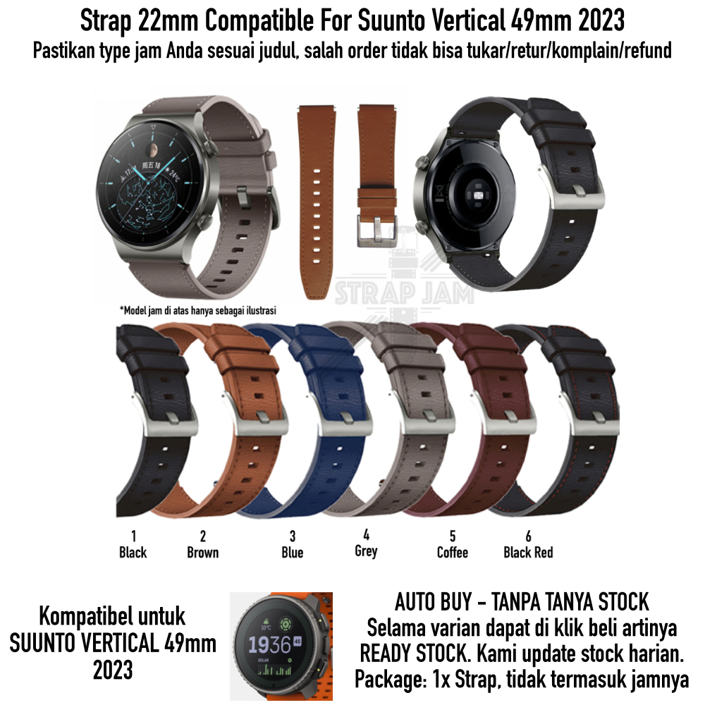 ZGT Tali Jam Suunto Vertical 49mm 2023 - Strap 22mm Leather Kulit Quick Release