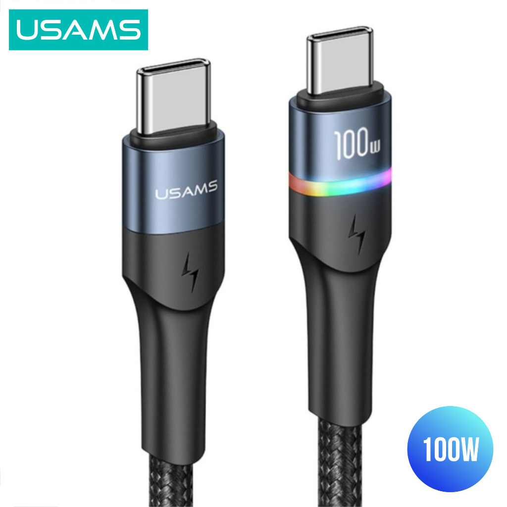 USAMS U76 Kabel Data Fast Charging LED Type C to Type C PD 100W