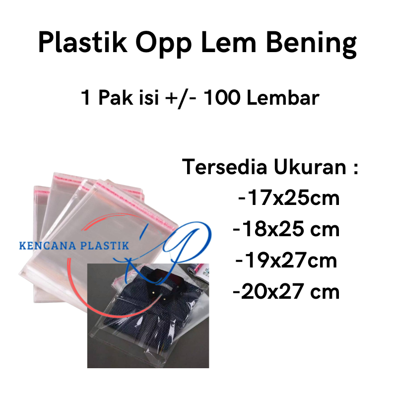Plastik Opp Seal Lem Bening l Plastik Kemasan Baju Hijab Sandal Ukuran 17x25 18x2519X27 20X27 21x27 