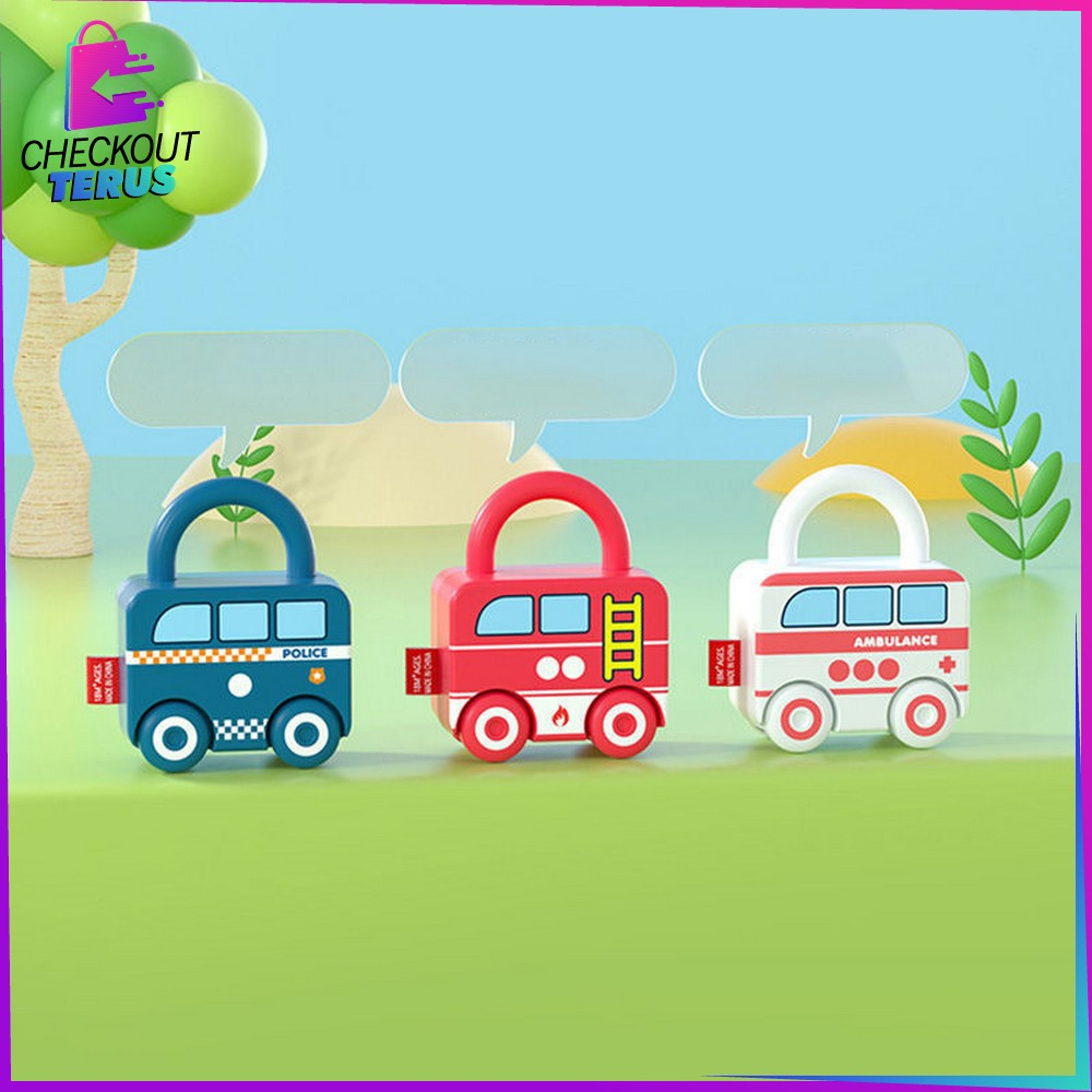 CT M318 Mainan Kunci Gembok Motif Transportasi Mainan Puzzle Key Set Anak Mainan Edukasi Anak Puzzle Matching Lock Import