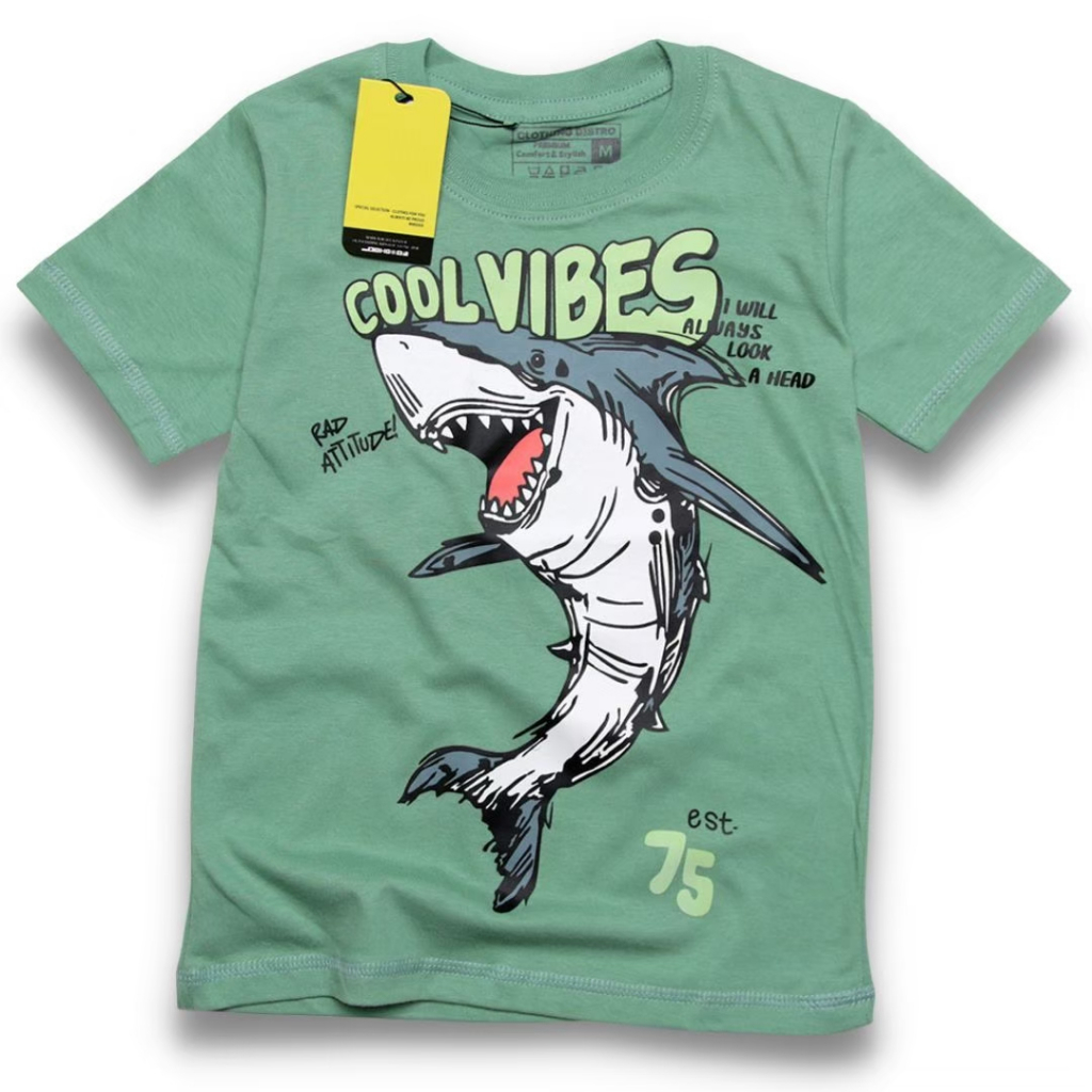 Kaos Anak Premium Motif HIU HIJAU MINT Keren distro laki perempuan