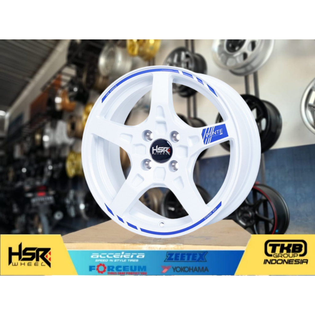velg palang 5 hsr pente r15 warna putih velg racing ring 15 lubang 4 untuk brio agya ayla calya jazz