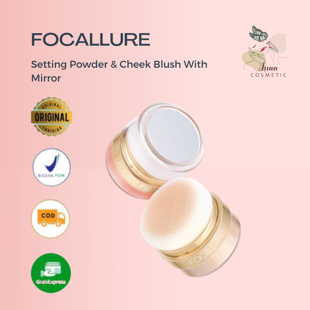 FOCALLURE Setting Powder &amp; Cheek Blush With Mirror #AmberGold