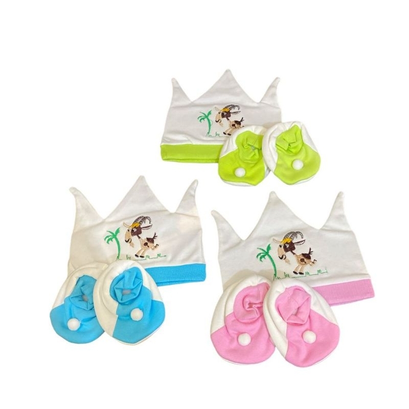 TOPI BABY HIKARI SET BOOTIES BORDIR