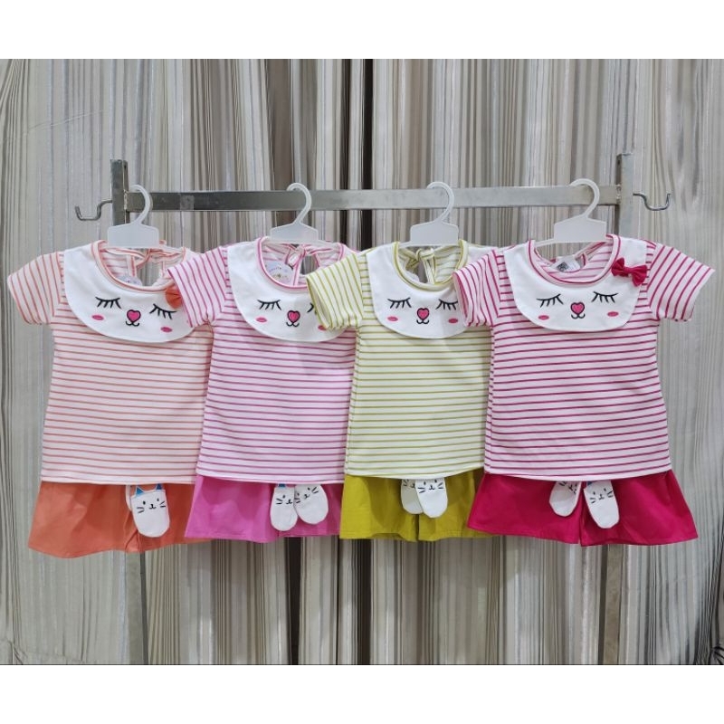 baju bayi perempuan stelan celana bunny pita baby girl