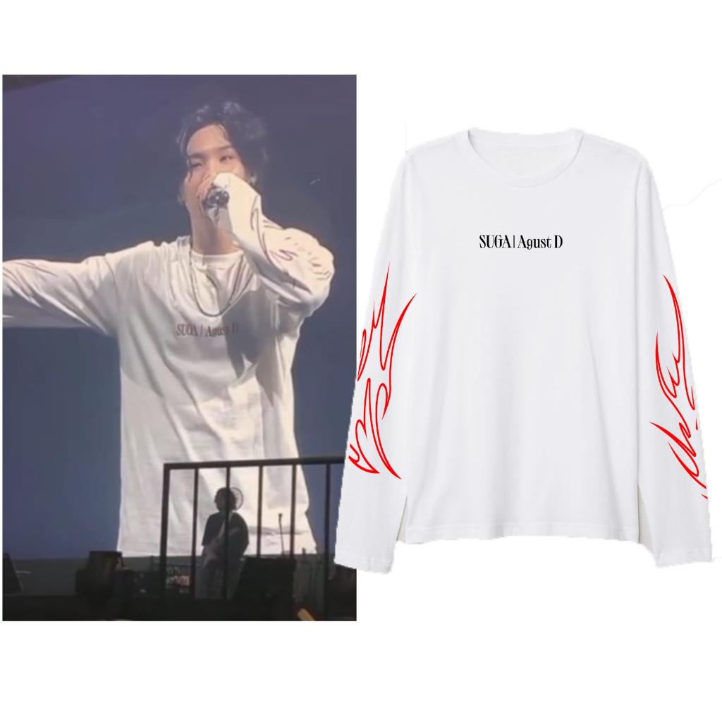 Kaos lengan panjang Suga konser Api kanan kiri