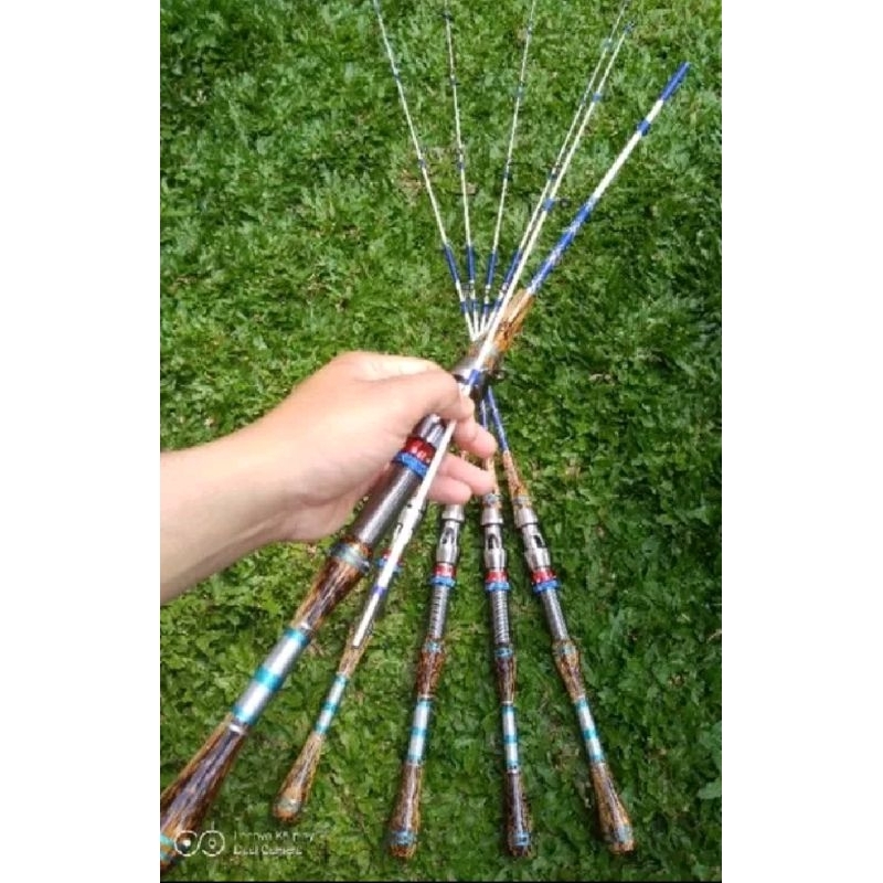 pake 5 joran udang/ikan dengan gagang kayu nibung 120-150 cm