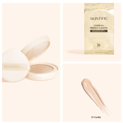 SKINTIFIC Air Cushion - REFILL - High Coverage Poreless &amp; Flawless Foundation 24H Long-lasting SPF35 PA++++