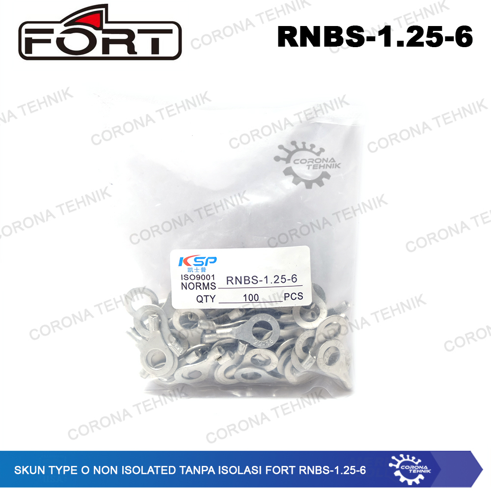 For Cable 0.25-1.5 mm Skun Type O Non Isolated Tanpa Isolasi FORT RNB-1.25-6