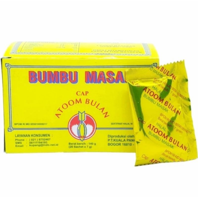 

Bumbu Masak Cap Atom Bulan 1Box isi 20 Sachet x 7gr