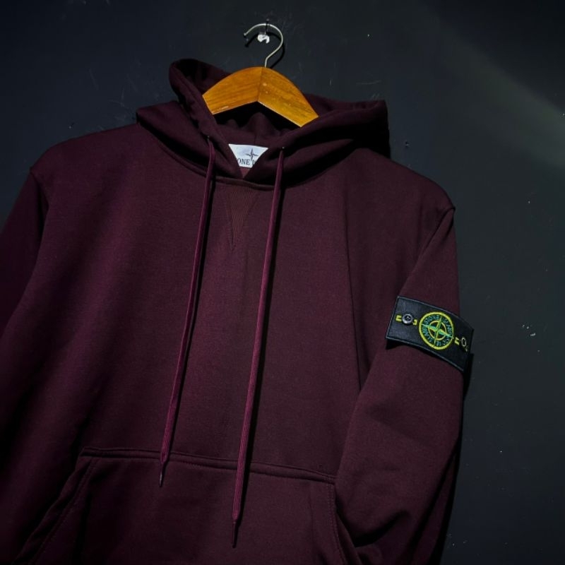 HOODIE JAKET SWEATER STONE ISLAND MARONN BURGANDY FULLTAG &amp; LABEL