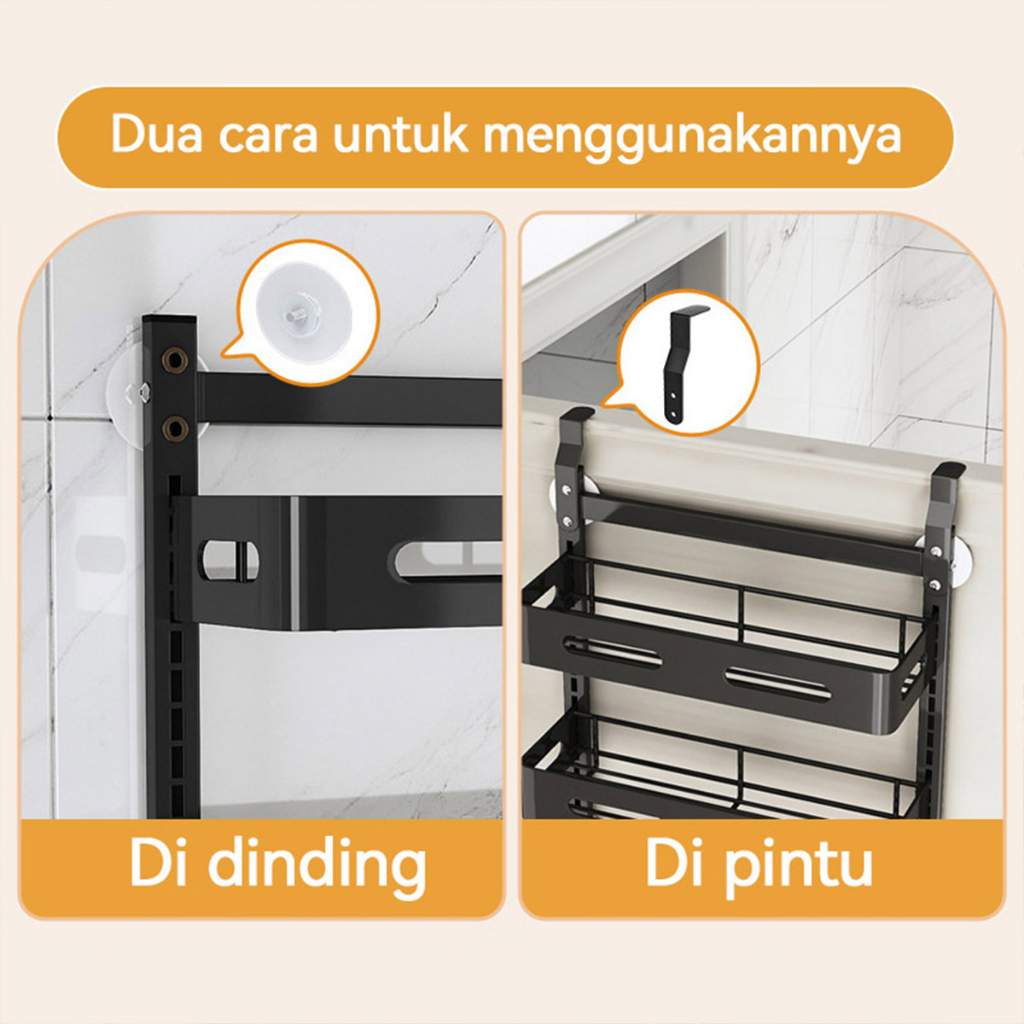 Rak dapur yang dipasang di dinding rak bumbu lemari es yang dipasang di dinding rak kamar mandi