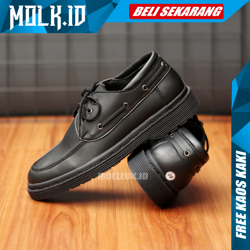 MOLK Sepatu Formal Pria Hitam Pantofel Kerja Kantor Kuliah Docmart