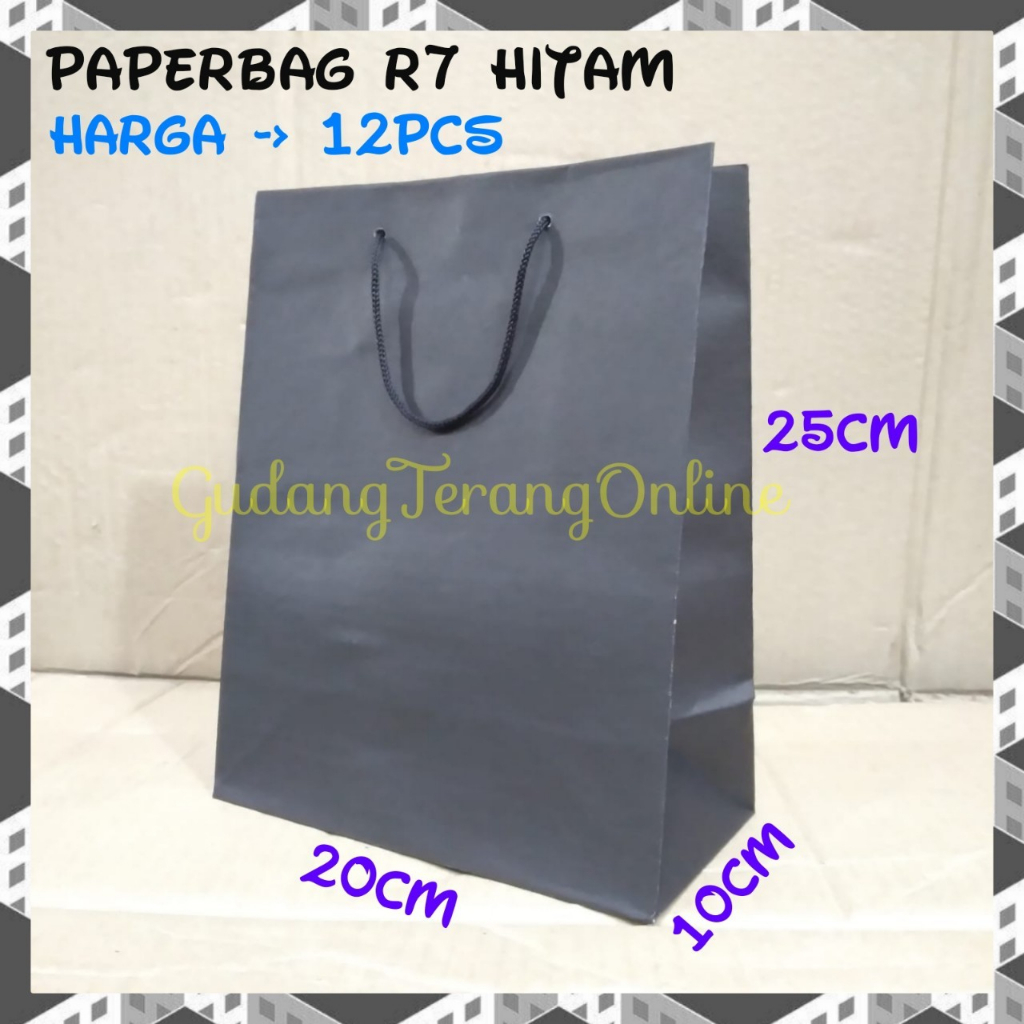 

Isi 12pc Paperbag 20x25 polos lusinan / tas kertas polos hitam 20x25/ tas kertas batik / paperbag