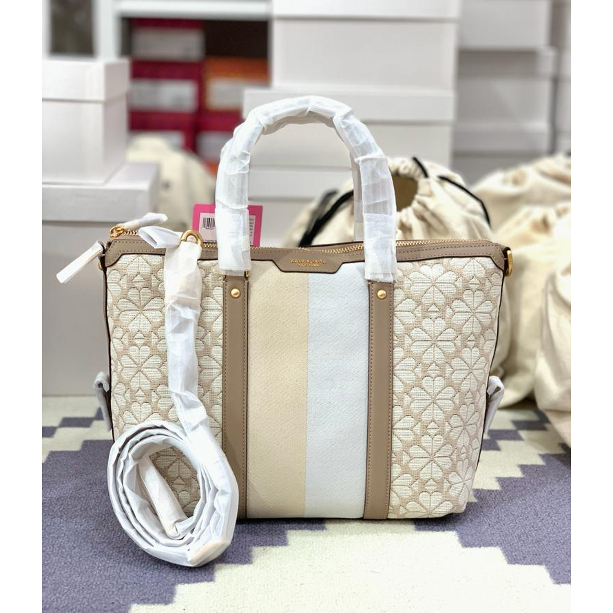 Tas branded ori jacquard spade flower natural multi