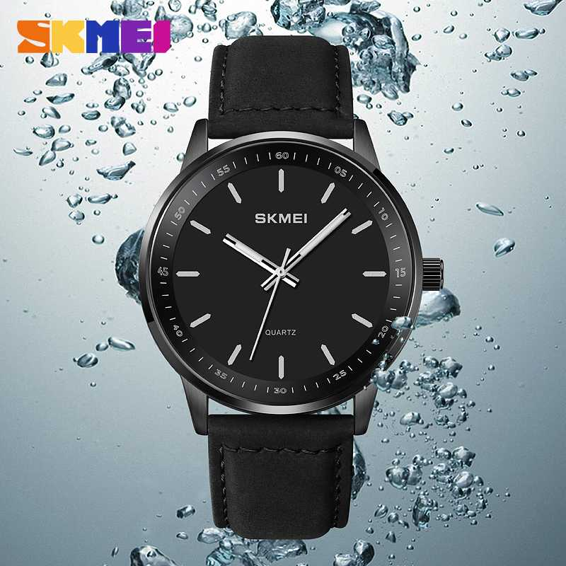 Jam Tangan Analog Pria Waterproof Quartz Desain Dial Elegan Material Kaca Keras Anti Air Berkualitas