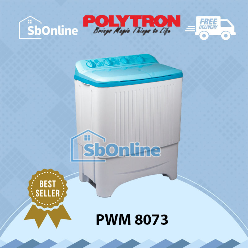 POLYTRON Mesin Cuci 2 Tabung Samba Series 8 KG – PWM 8073B