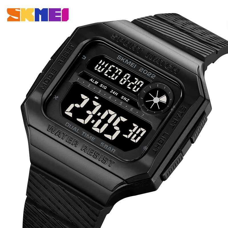Jam Tangan Pria Digital Sport Watch Alarm EL Light Waterproof Jam Digital Premium Desain Efisien Anti Air