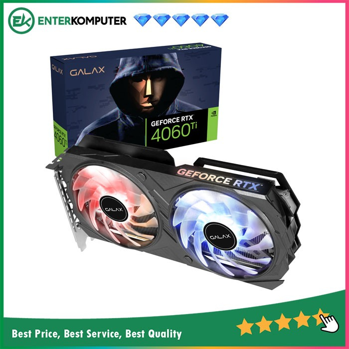 Galax Geforce Rtx 4060 Ti 8gb Gddr6 Ex (1-click Oc) - Rgb Effect - Dual Fan - Garansi 3 Thn